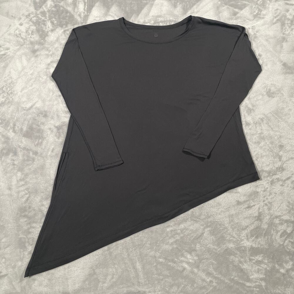 Lululemon Long Sleeve Top 8 Black Side Tie Lightweight Yoga Layering Drapey